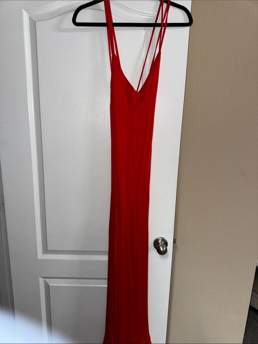 Lulu's Red Strappy V-Neck Maxi Dress with Double Shoulder Straps